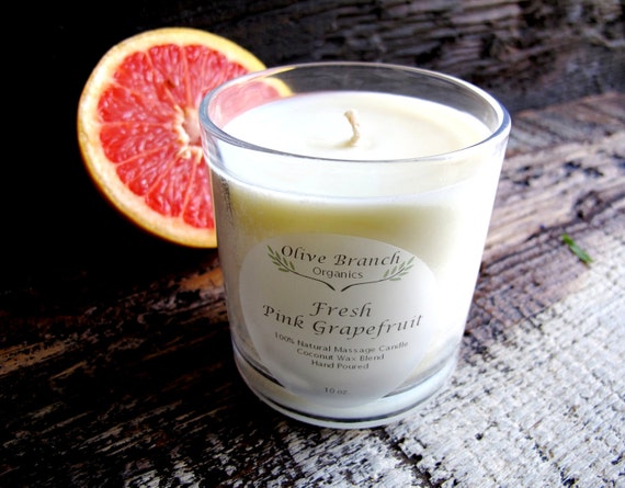 Organic Candle FRESH PINK GRAPEFRUIT By OliveBranchOrgan