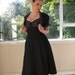 Polka Dot Bolero Jacket in Pin Up, 1950s and Rockabilly Black with Polka Dot Fabric Lapels and Sleeve Ties - Custom Made to Fit