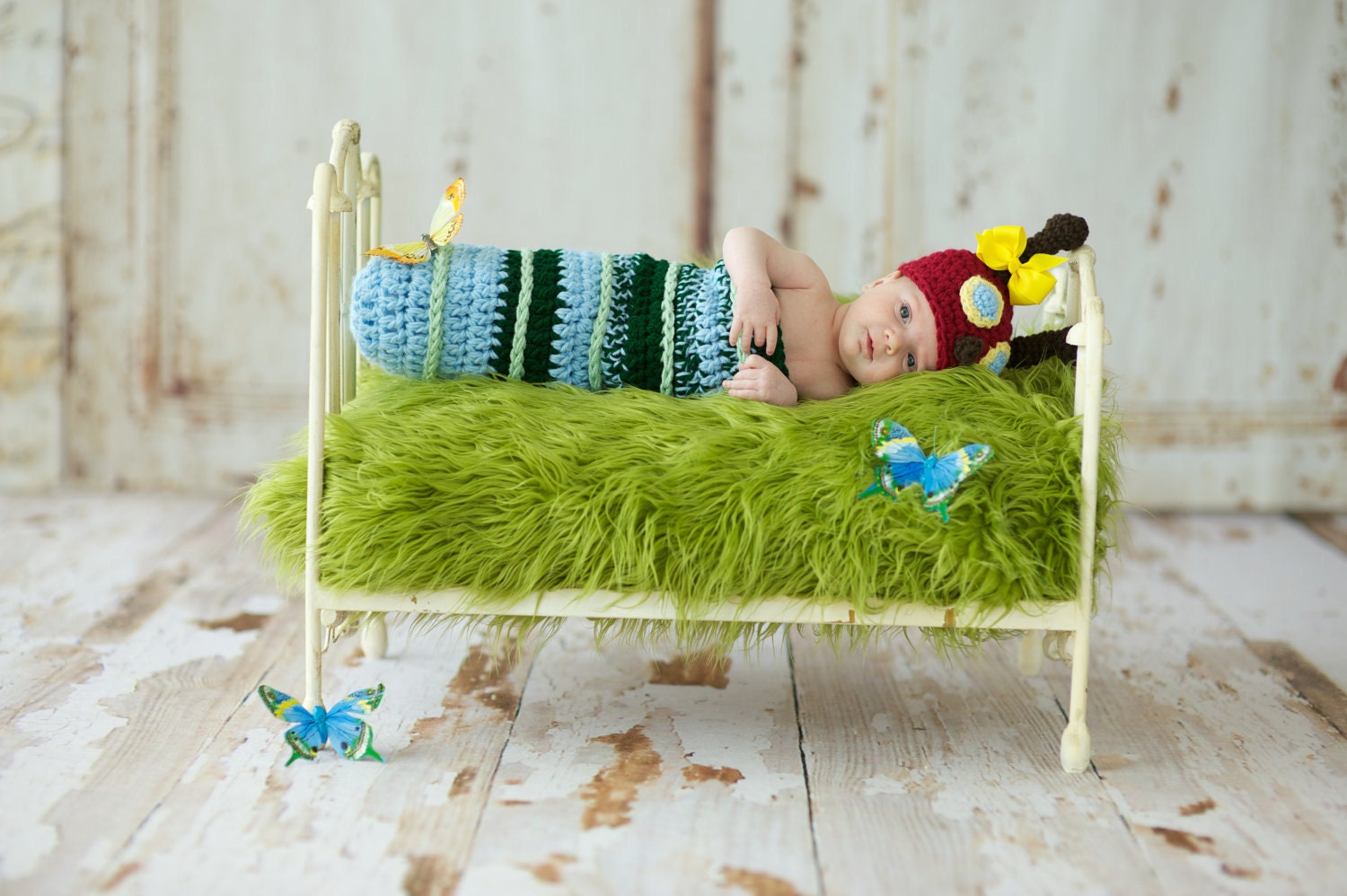 Little Caterpillar Cocoon & Matching Hat PREEMIE thru 6 Months size available  Great for Photo Props