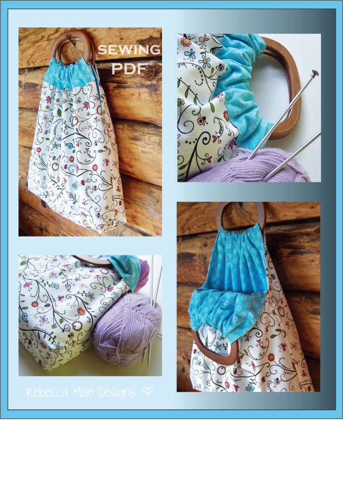 Tote Bag Sewing PDF PATTERN diy reversable bag for crafts, beach, market or hobbies.