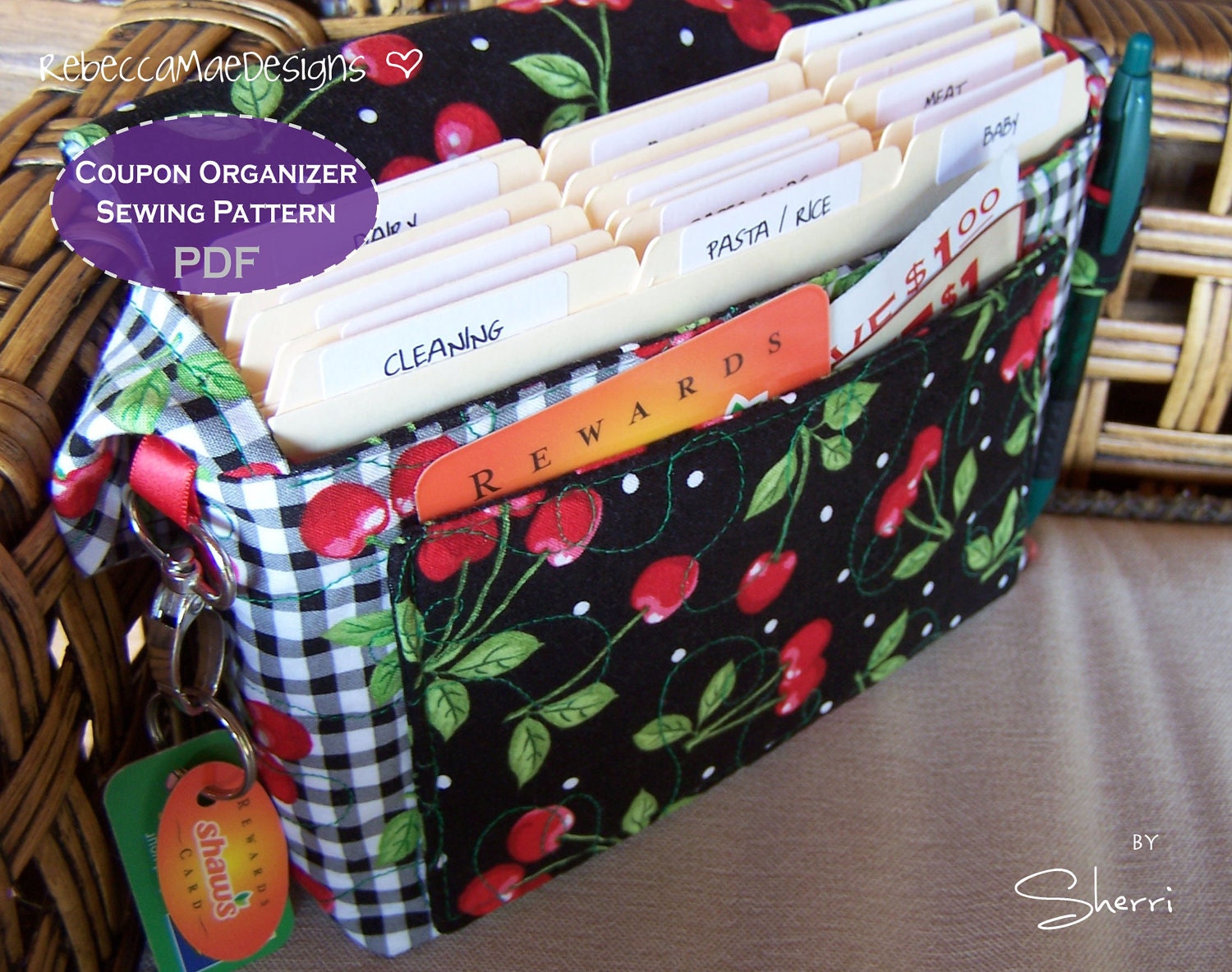 Quilted Coupon Organizer SEWING PATTERN - DiY PDF pattern for coupon holder