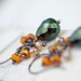 teal tangerine Earrings dark sparkling Under Deep Sea Waters