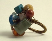 Copper and Natural Stone Cluster Ring