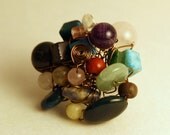 Natural Stone Cluster Style Ring