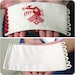 Bracelet cuff textile white red embroidered ready for shipping fairytale peacock OOAK gift