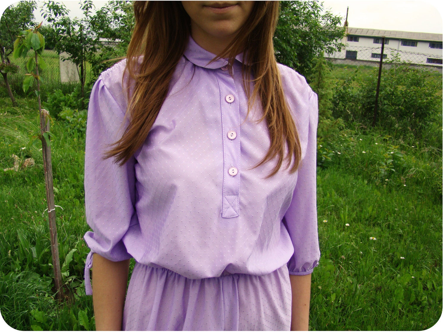 Vtg 1960's Lavender Maxi Dress with Peter Pan Collar