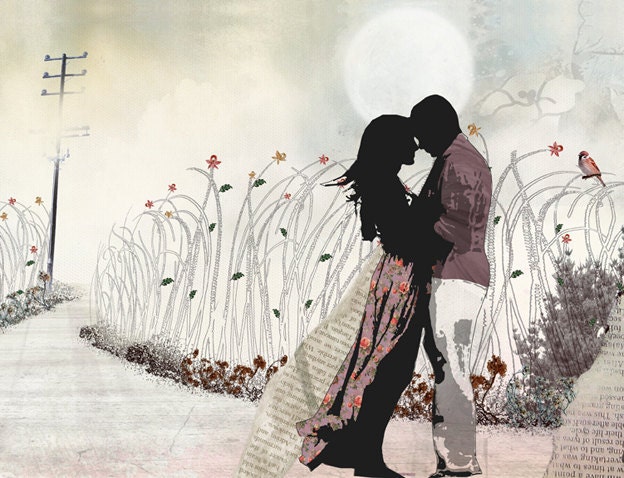 Valentines day gift, Love couple paintings, Giclee print, 8x10 Print