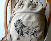 Lion Backpack Canvas Screen Printed