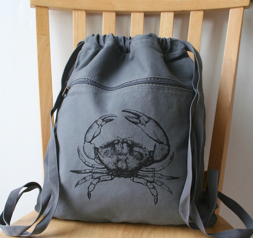 Crab Backpack Canvas Screen Printed