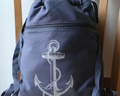 Blue Anchor Backpack  Canvas Screen Printed