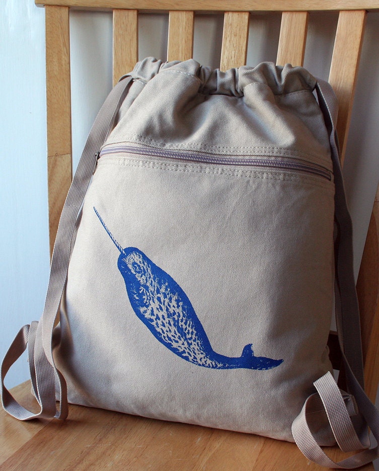 Narwhal Backpack Canvas Screen Printed