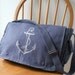 Anchor Messenger Bag Blue Canvas Screen Printed