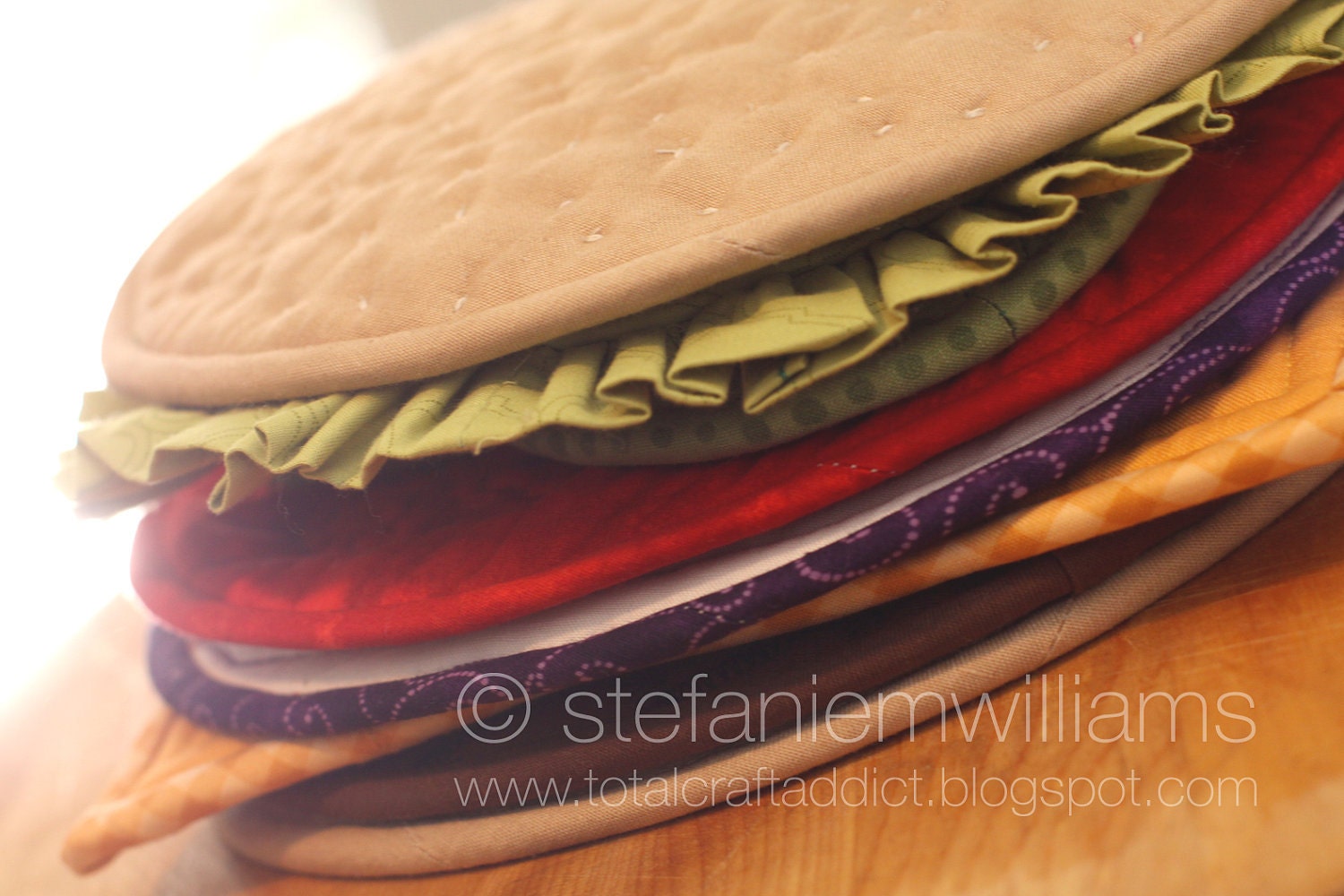 Build-A-Burger Quilted Potholder Hot Pad Set PDF Pattern