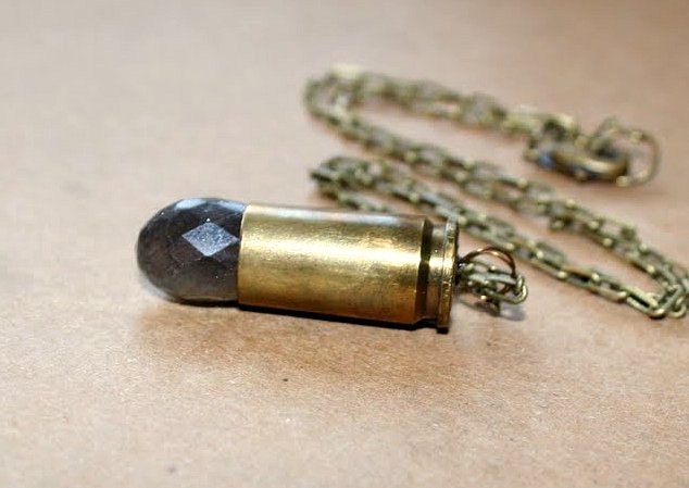 Bullet Casing Necklace with Labradorite Stone