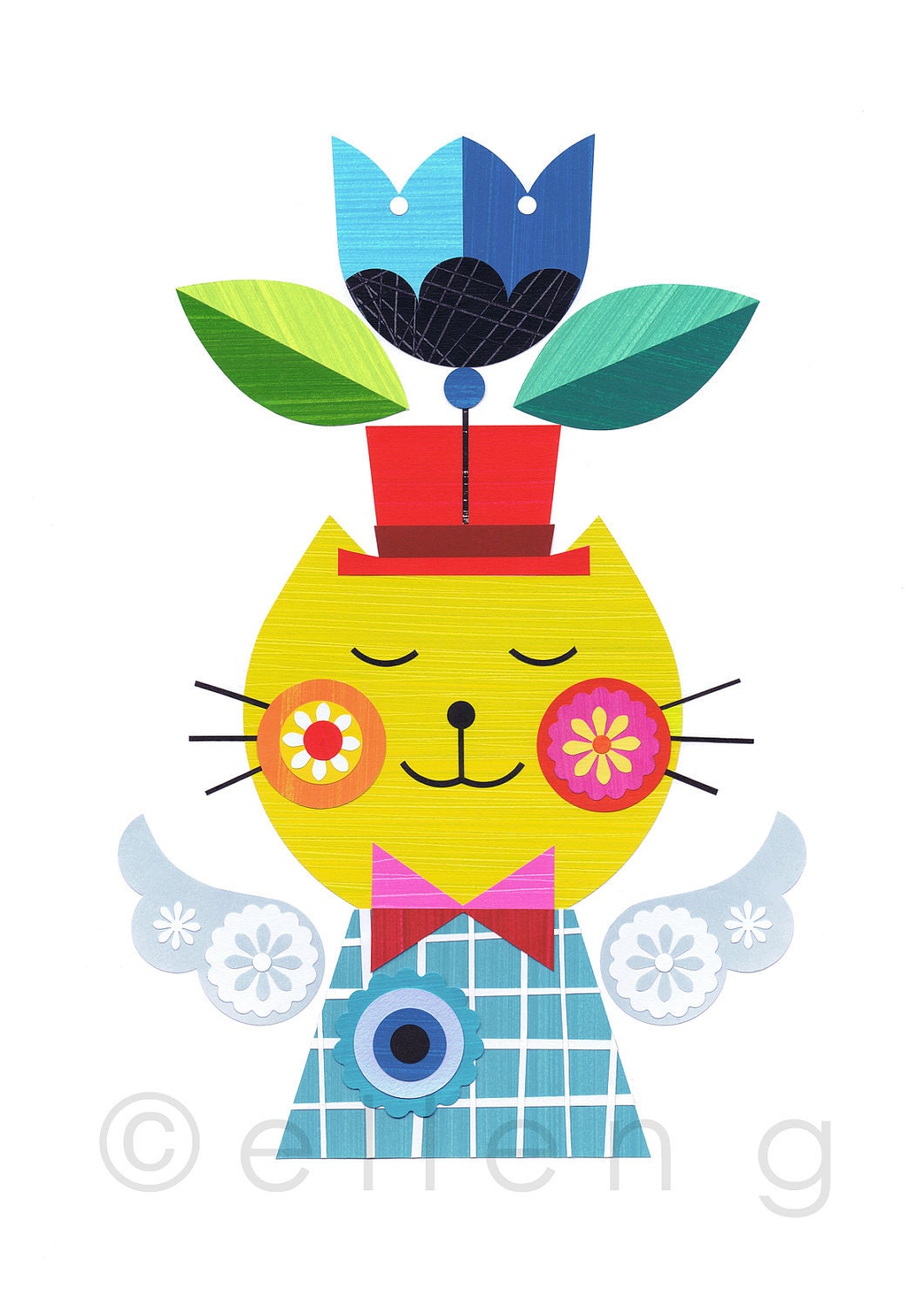 day dreaming pussy cat print