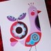 Pink bird with apple print