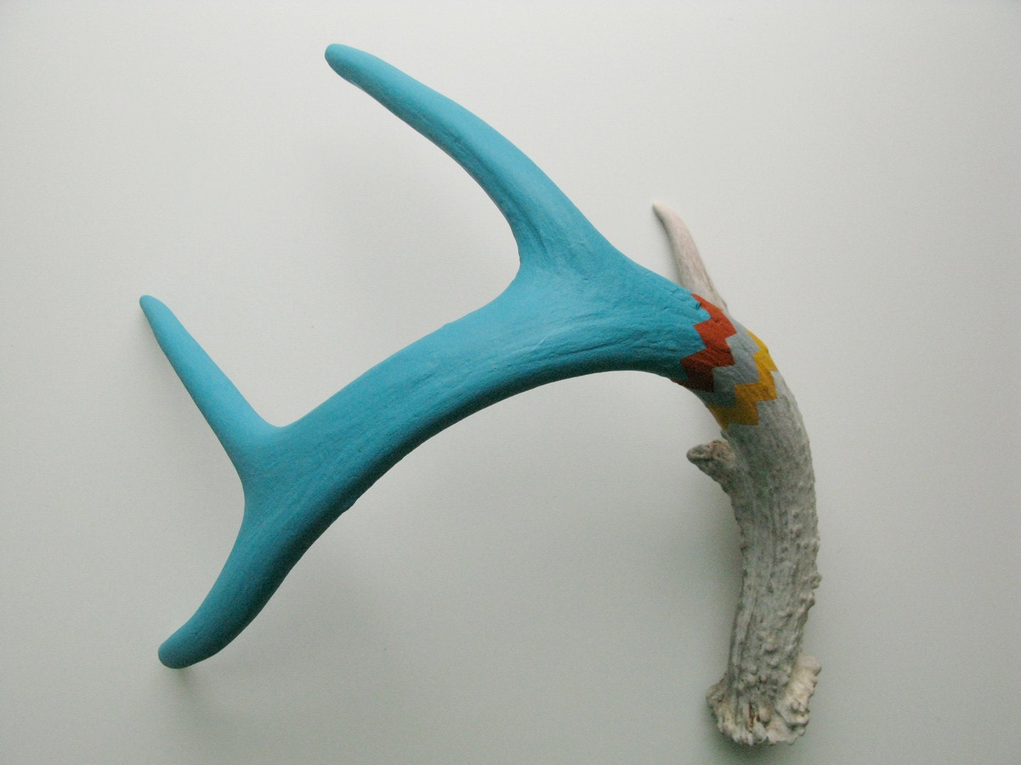 Blue, Orange, Gray and Yellow Chevron Antler