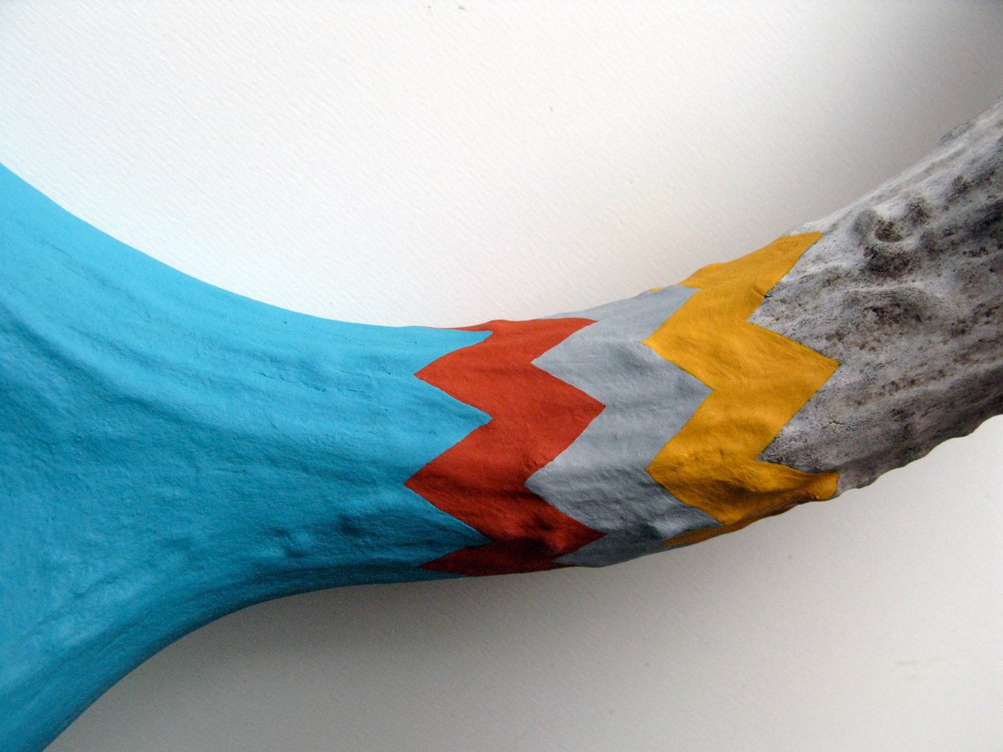 Blue, Orange, Gray and Yellow Chevron Antler