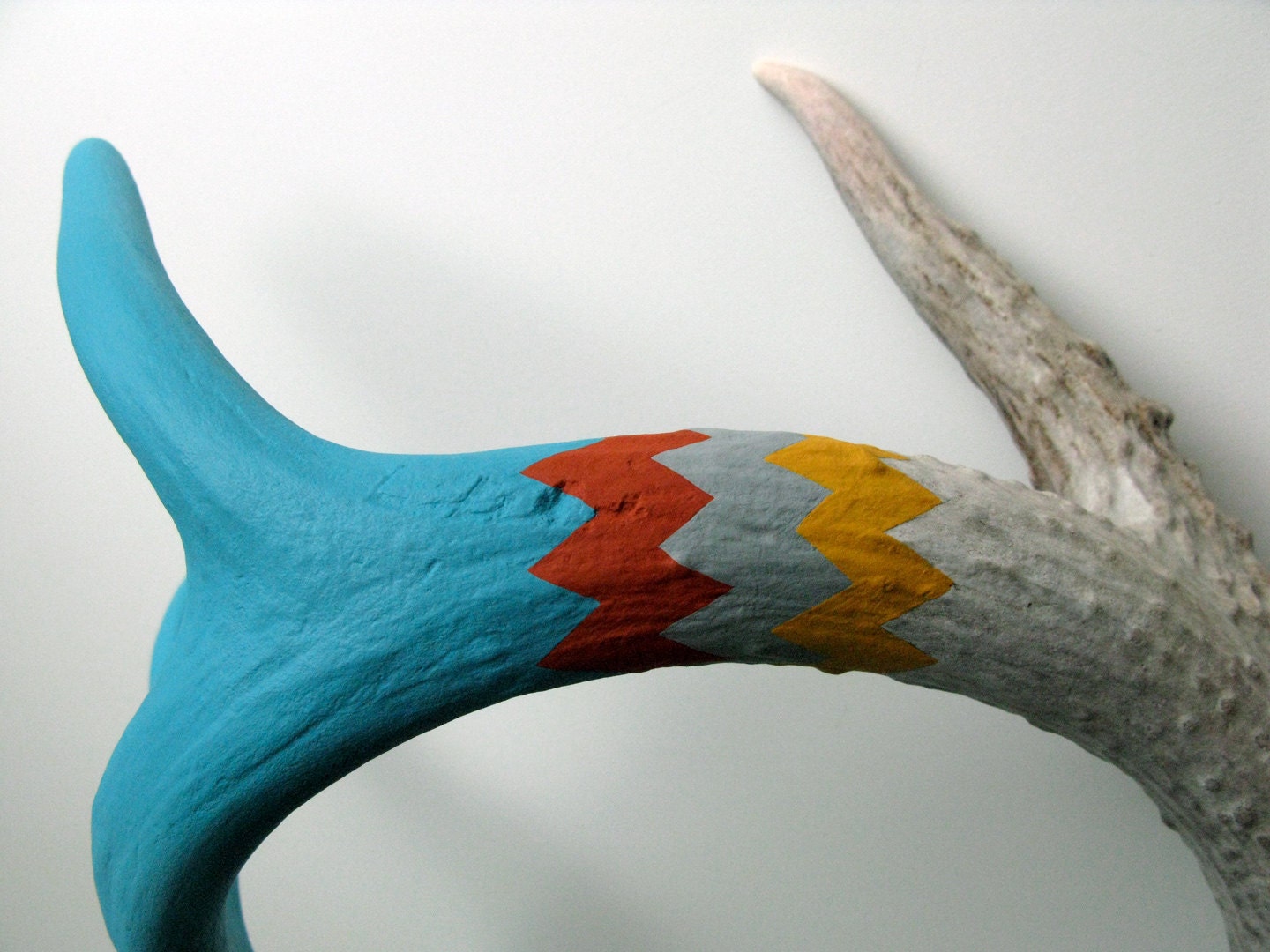 Blue, Orange, Gray and Yellow Chevron Antler