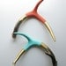Gold, Aqua and Coral Tiny Triangle Antler SET
