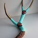 Aqua, Navy, Orange & Gold Diamond Painted Antler - Extra Large