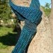 Crocheted Scarf - Warm and Cool Variegated, blue and red, 60 in.