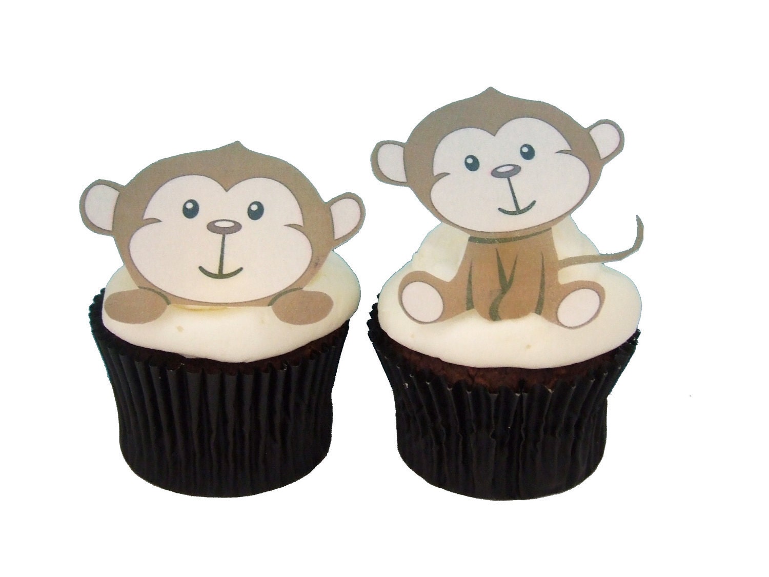 12 EDIBLE MONKEYS  - Boys - Cupcake Toppers - Birthday Party Decorations - Cake Topper