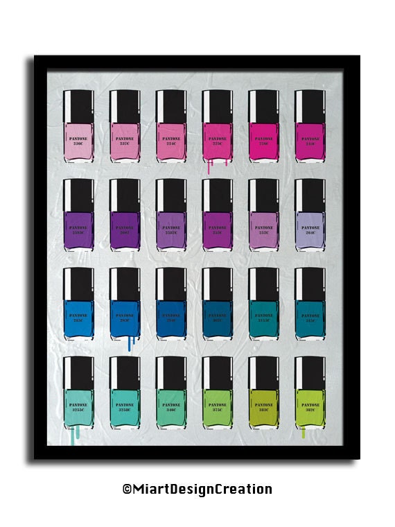 Pantone color nail Polish 3 Prints set 8"X10"