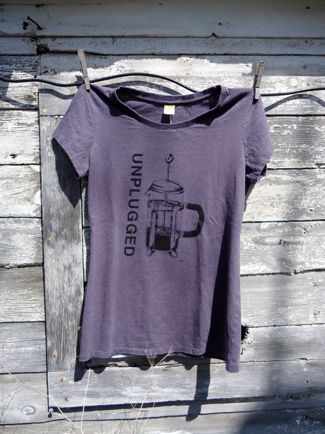 Unplugged Press - Black on Dusty Purple - Organic Cotton & Hemp