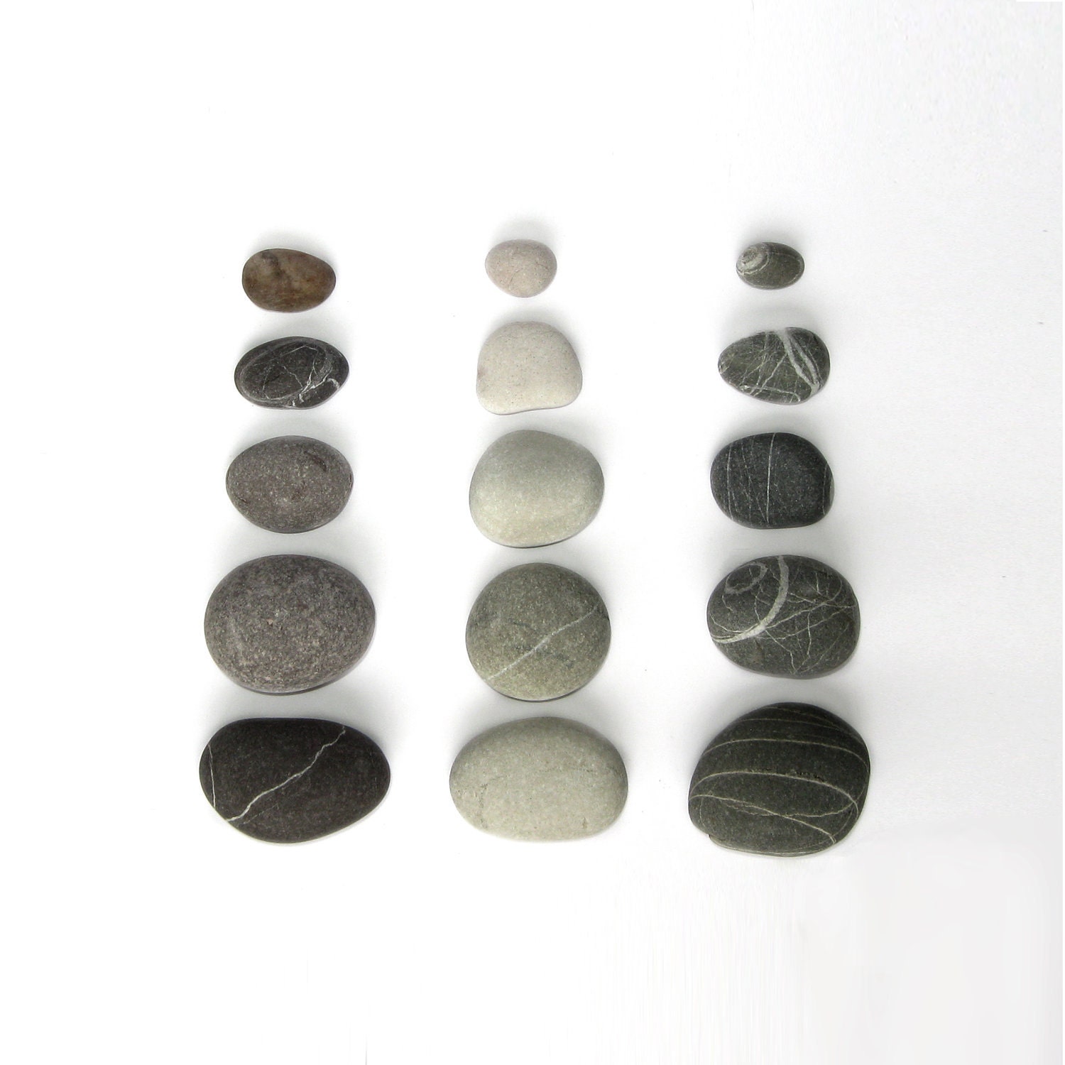 Sea beach stones fine art photo 20x20cm (8x8 inches). Grey monochrome gradient collection composition. Unisex gift - peraboom