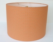 Medium Drum Lamp Shade in  Soft Orange Geometric Fabric