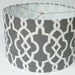 Drum Lamp Shade Lampshade in Schumacher Summer Palace Fret in Smoke/Grey