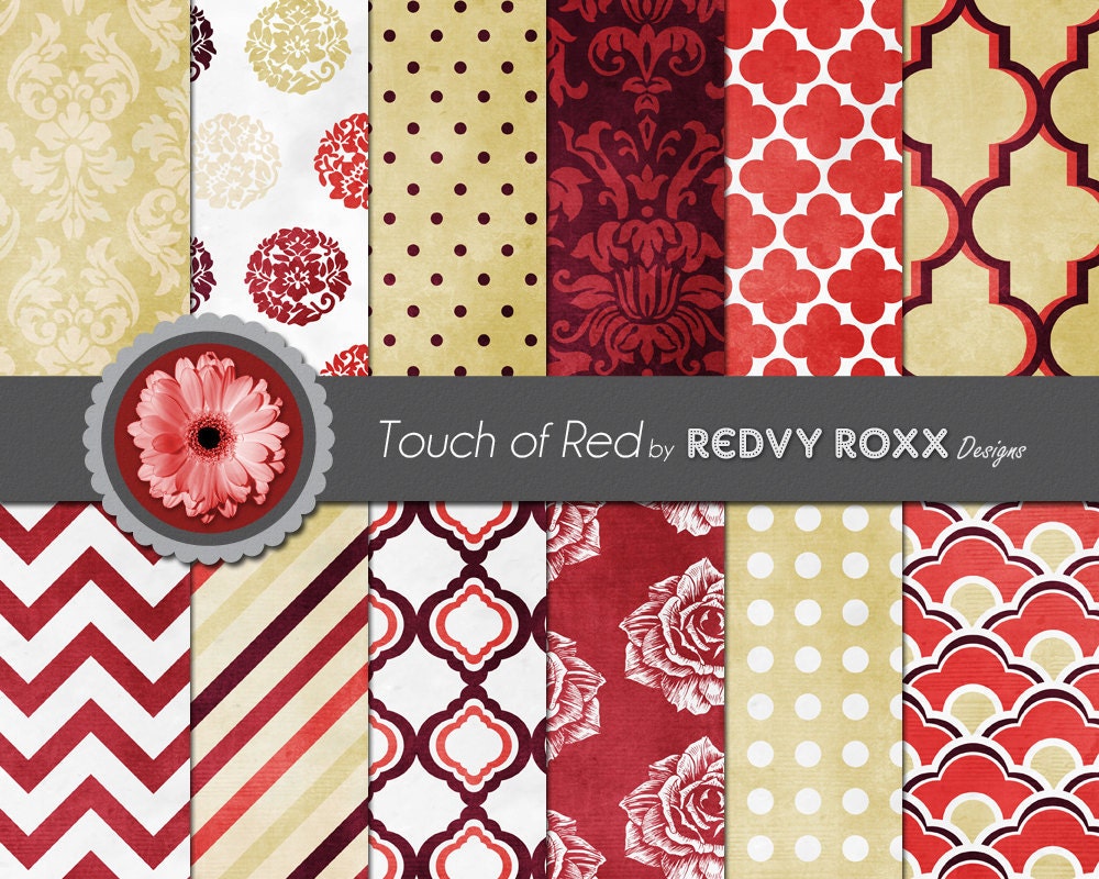 Printable Touch of Red Patterns