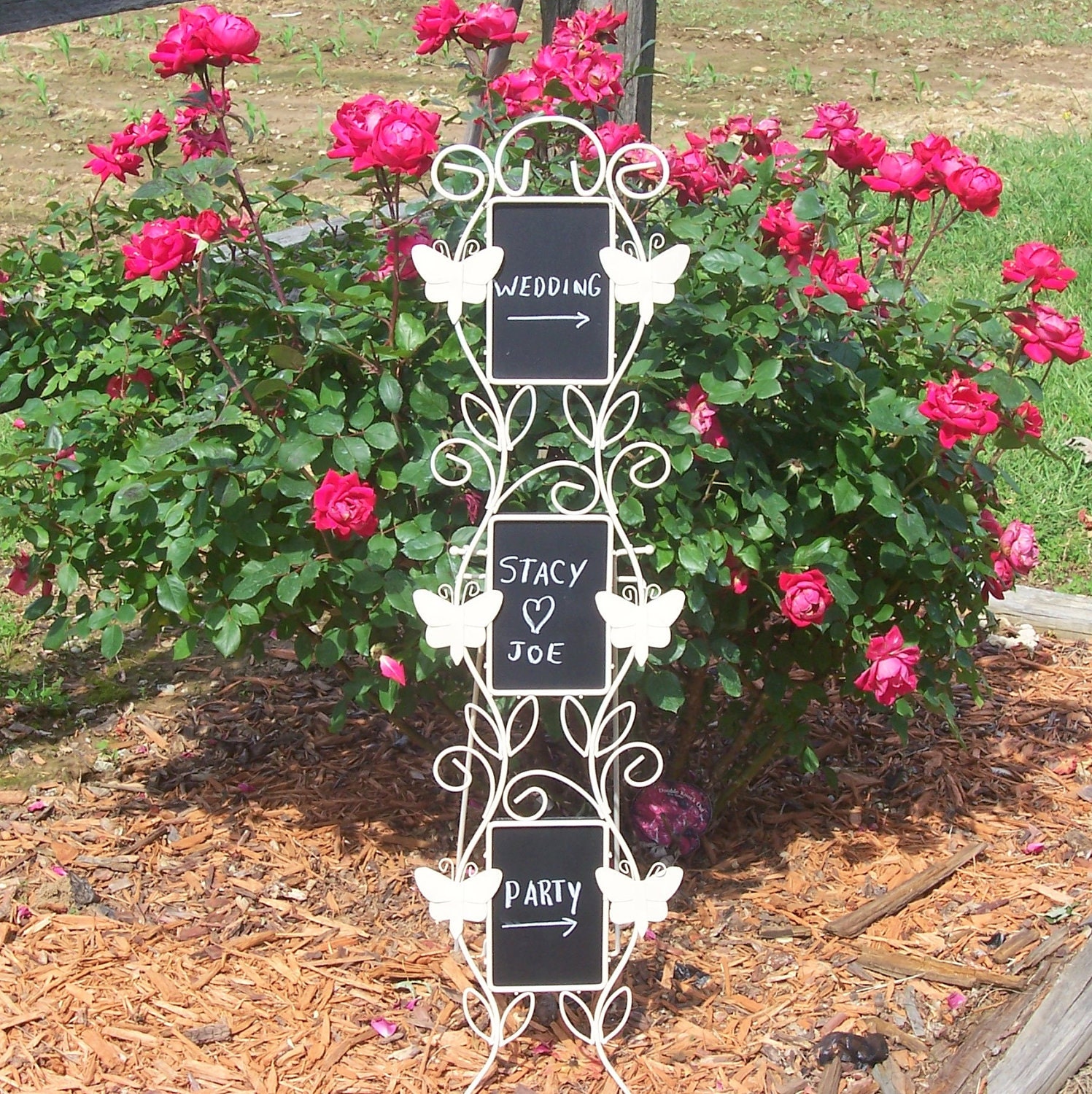 shabby chic chalkboards romantic weddings shabby creamy white garden parties three chalkboards REDUCED 20 %