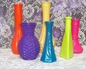 BEAUTIFUL VASES EYE Candy  Skittles Like Bright Summertime Patio Ready 6 pc