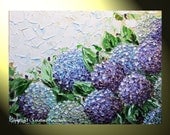PRINT Abstract Painting, Floral Painting Hydrangea Flowers Modern Palette Knife Lavender White Purple LIMITED EDITION Art 30x22" -Christine