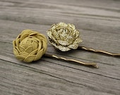 Metallic and Matte Gold Bobby Pins . Gifts for Her . By ponyupdesigns