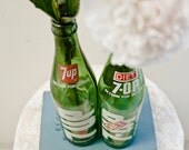 Retro Vintage Green Glass 7UP Bottles