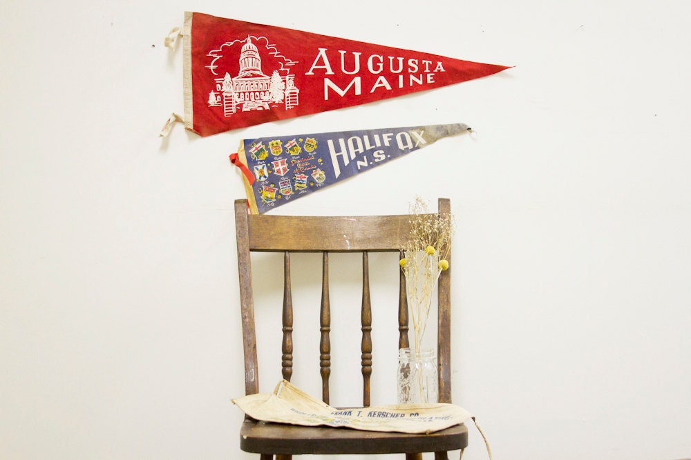 Preppy Vintage Felt Flag Pair