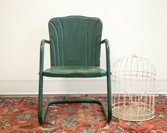 Forest Green Kids Outdoor Metal Tulip Chair