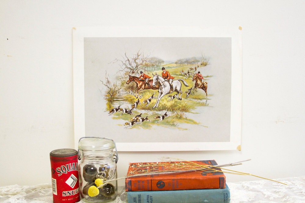 1972 Horseback Riding Equestrian Lithograph