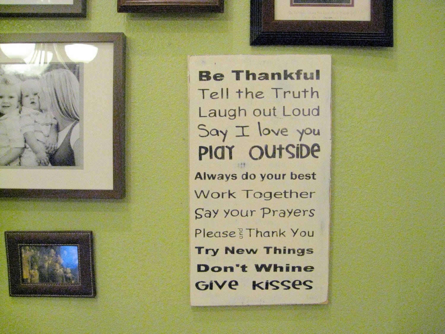Family Rules Typography Hand Painted Sign