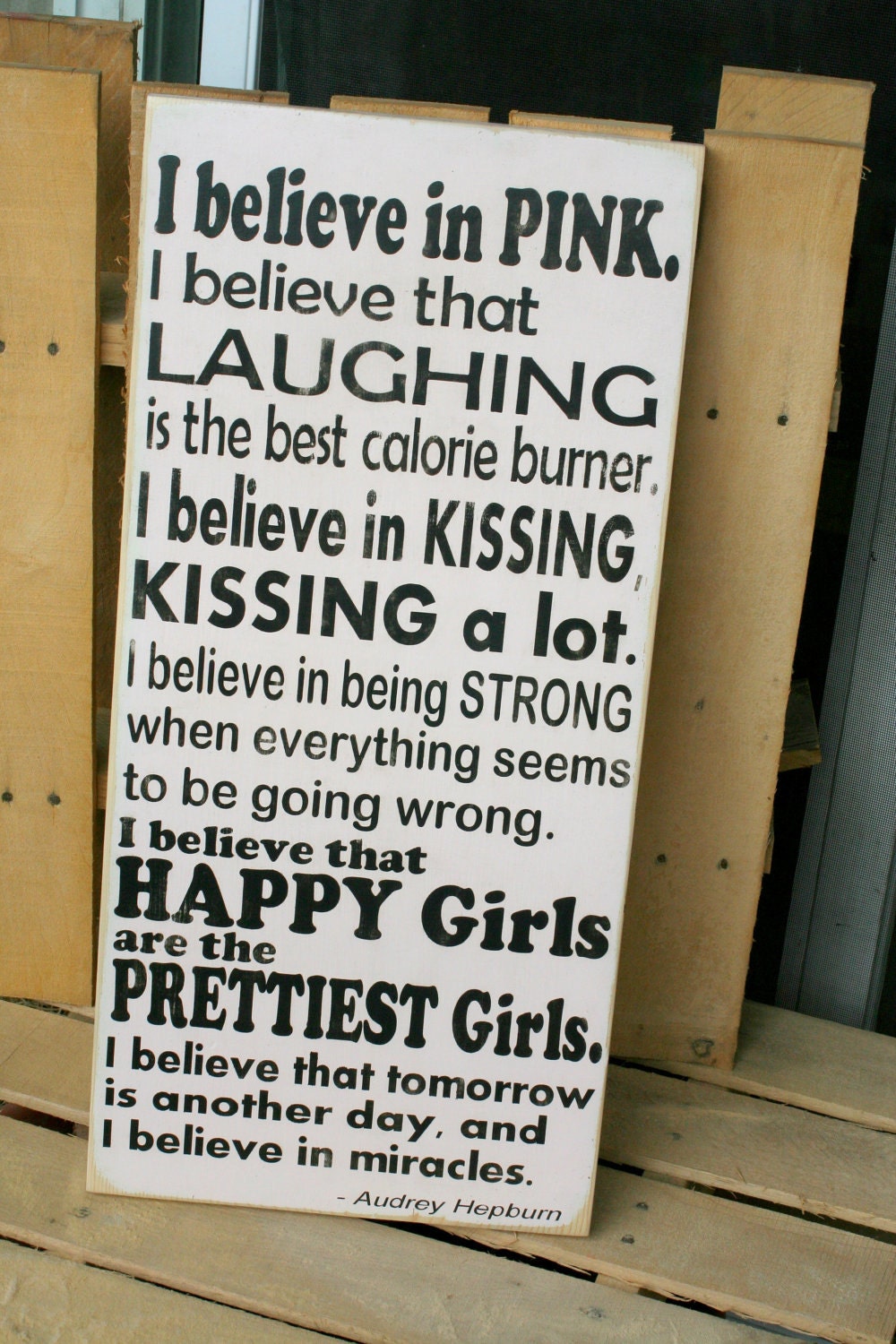 Large Audrey Hepburn Quote hand painted wood sign