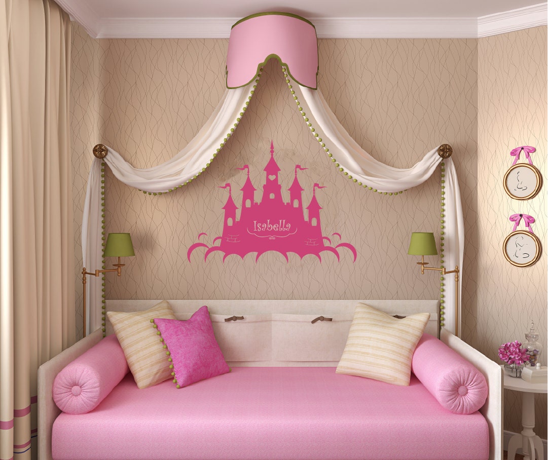 Children Wall Decal Wall Sticker Decals Princess Castle with name wall decal