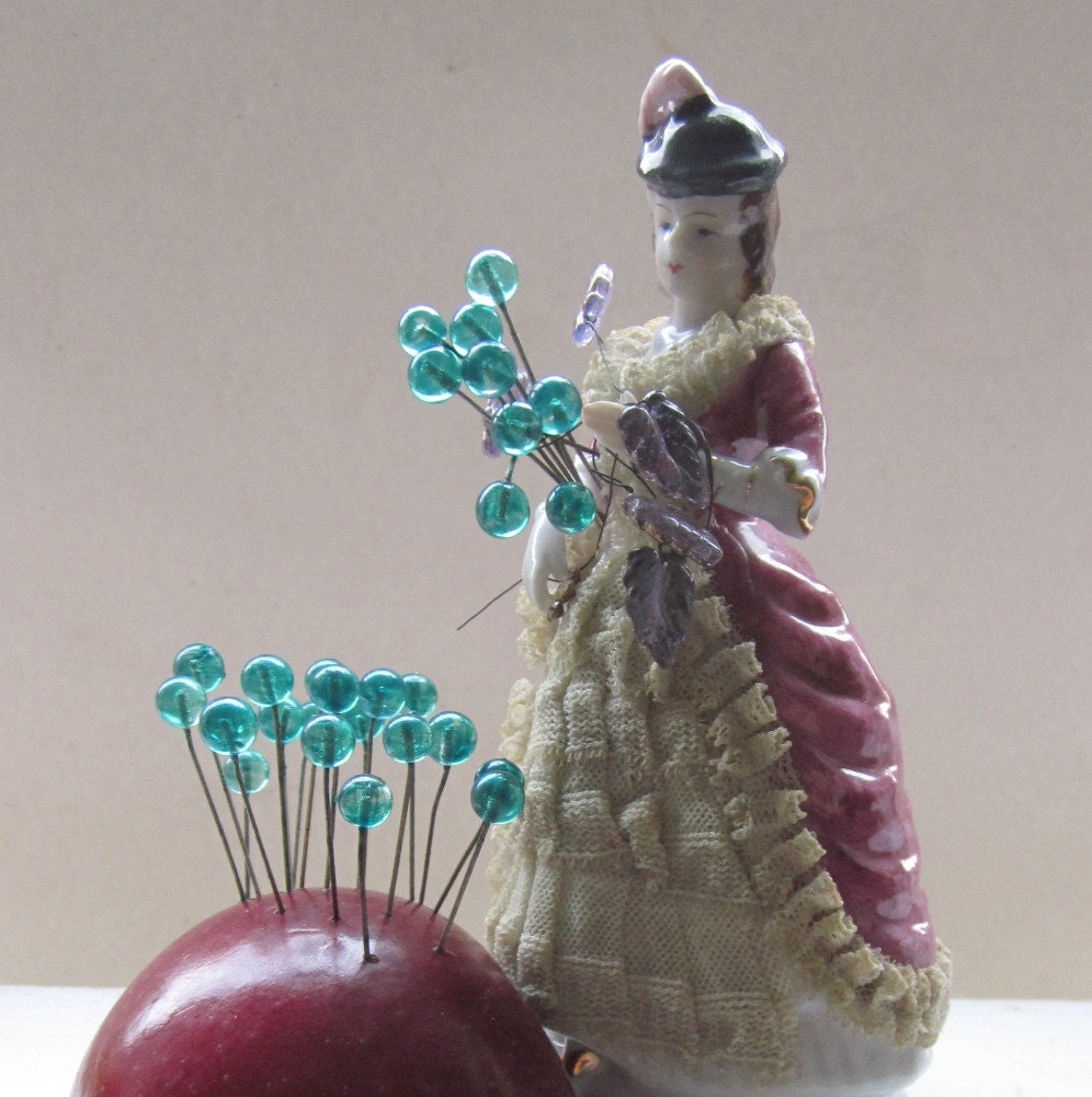 Vintage Teal Glass Headpins