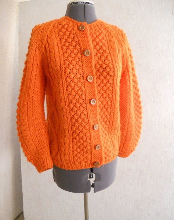 Vintage 70s Bright Orange Cardigan // Italian by freshlavender