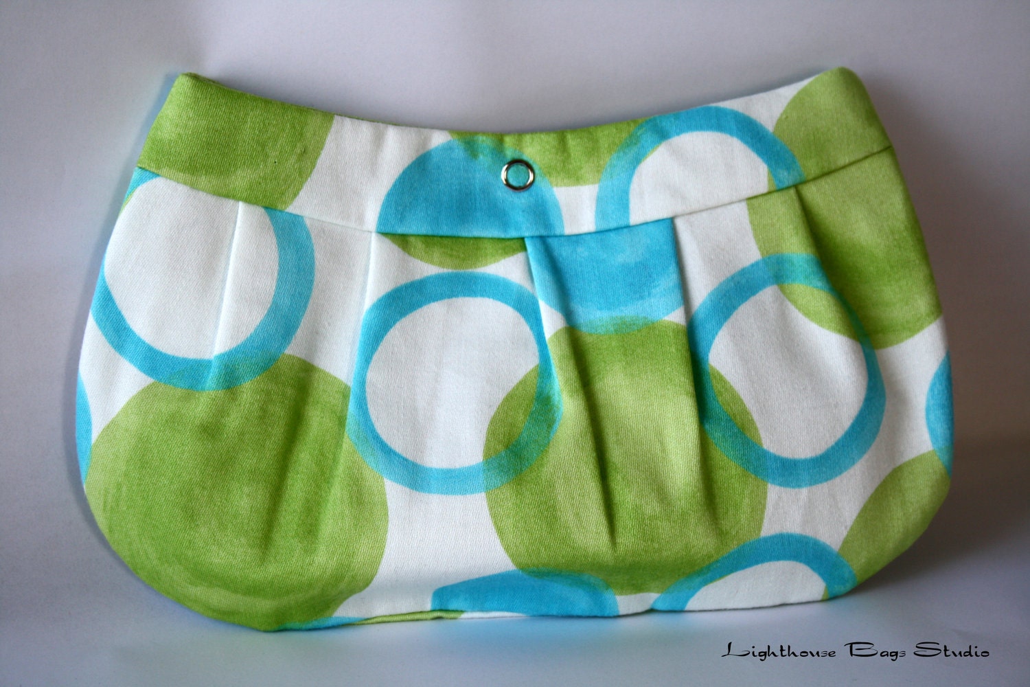 Buttercup Wristlet in Blue/Green Cotton Fabric