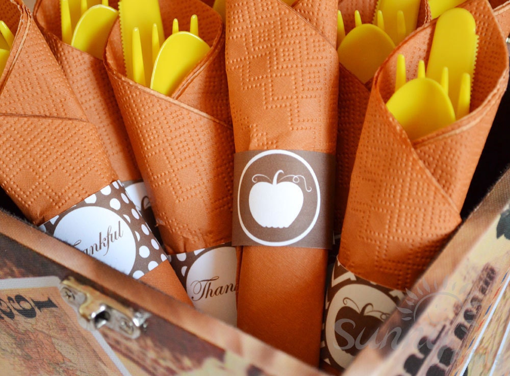 Thanksgiving "So Thankful" printable (immediate download) napkin rings Il_570xn