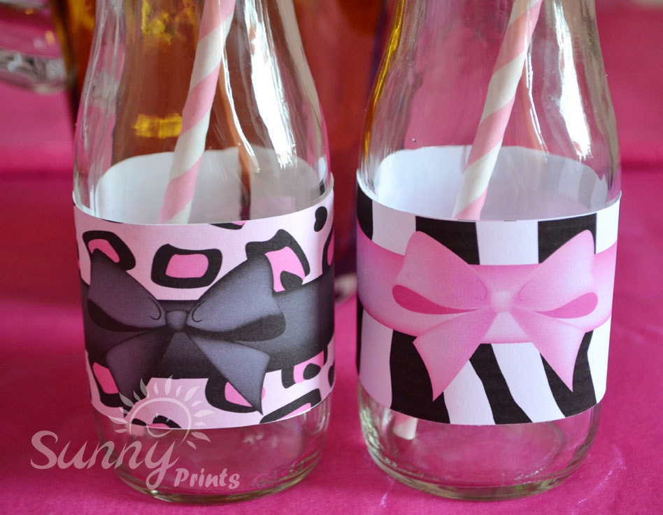 Pajama Glam (leopard/zebra print) (immediate download) printable drink wrappers Il_570xn