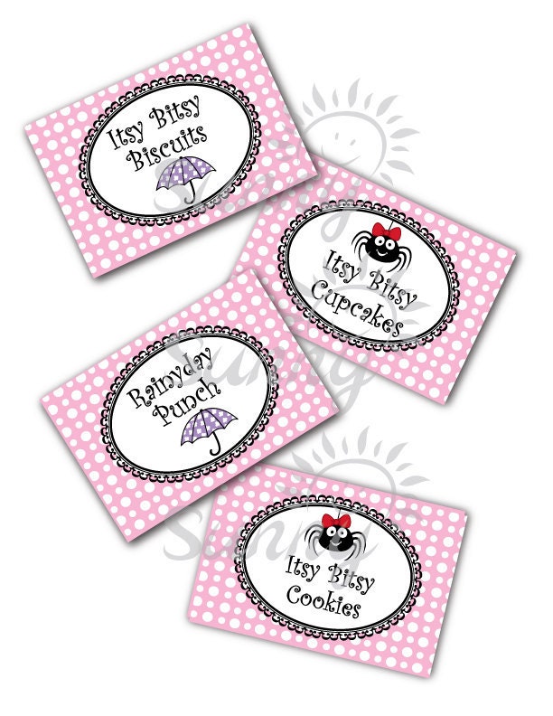 Itsy Bitsy Spider 3x4" editable printable (immediate download) food labels Il_570xn